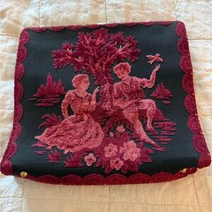 Vintage Needlepoint Clutch with Pink and Black Design